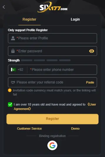 six 177 game register image